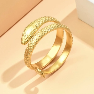 Vintage Edelstahl Schlange Offener Ring Für Damen Herren Hip Hop Punk Verstellbarer Tier Wickelring Modeschmuck Geschenk
