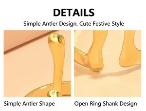 Close-up of golden reindeer antler open ring detail showing polished metal texture