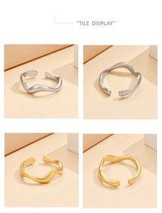 Detailansicht unregelmäßiger Wellenringe in Gold und Silber mit matter Oberfläche