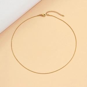 Collier chaîne serpent en acier inoxydable plaqué or 18 carats avec fermoir réglable