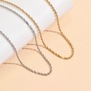Collane a corda minimaliste in acciaio inossidabile placcato oro 18K e argento su base