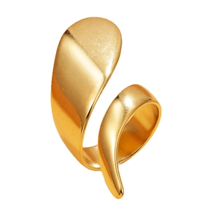 Anello aperto in acciaio inossidabile placcato oro 18K con design fluido ondulato
