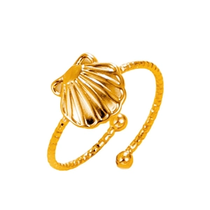 Minimalistischer Goldener Muschelring mit Muschelstruktur und offenem Design