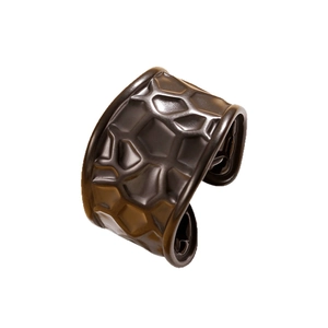 Punk style wide hollow cuff bracelet with geometric honeycomb texture in dark bronze finish