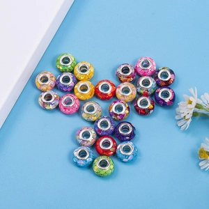 Vibrant colorful resin large-hole charms beads for DIY charm bracelets jewelry