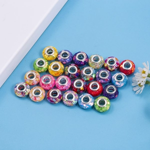 Colorful resin big hole beads with glittering sequins for DIY jewelry bracelets