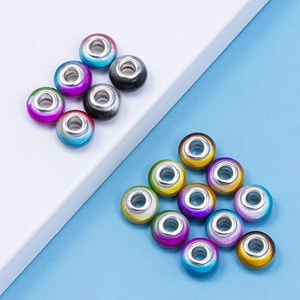 Perle in resina sfumata con nucleo in metallo argentato per la creazione di gioielli DIY