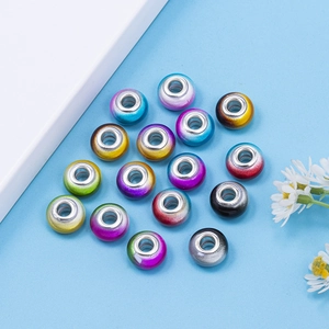 Perline in resina con foro grande sfumato per braccialetti fai da te in vari colori