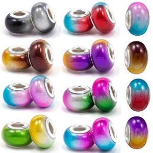 Perle Distanziatrici Sfumate in Resina con Foro Grande Anima in Metallo per Creazione di Braccialetti e Collane Fai da Te Accessori Gioielli Glitter