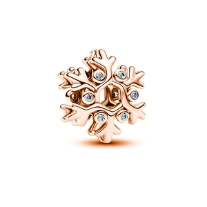 Roségoldener Schneeflocken-Charm mit Zirkonia-Kristallen für DIY-Charm-Armbänder