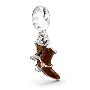 Western-Cowboystiefel-Anhänger aus brauner Emaille für DIY-Armbänder und Ketten