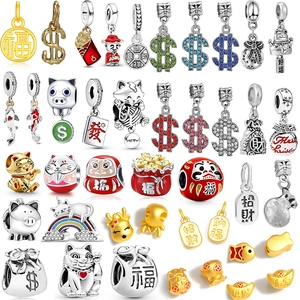Dijes de Aleación DIY Oro Plata Gato Suerte Signo Dólar Bolsa Dinero Charms Para Fabricación Joyas Cuentas Colgante Para Pulseras Regalo Mujer
