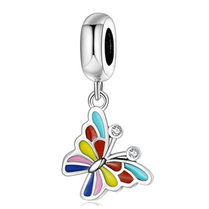 Pendentif papillon coloré en émail avec cristaux pour bracelets et colliers à bricoler