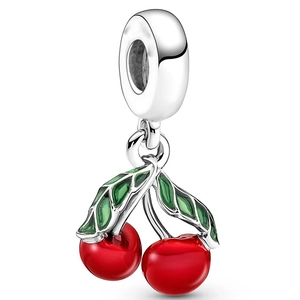 Zomerse DIY kersenhanger met rood email en zilver metaal voor kralenarmbanden dames