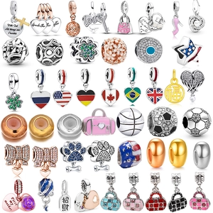 Perles de Charmes à Large Trou en Alliage de Zinc Avec Strass pour Bijoux DIY Bracelet Collier Pendentifs Cœur Croix Cadeau Femme