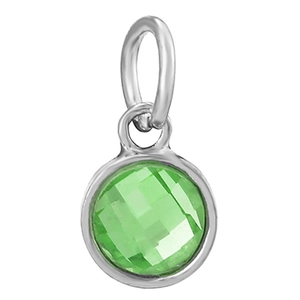 Gefacetteerde smaragdgroene kristallen hanger met gepolijste zilveren zetting