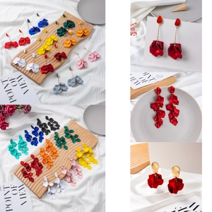 Fashion Acrylic Petal Drop Earrings For Women 925 Sterling Silver Earring Post Retro Matte Flower Tassel Statement Earrings Jewelry Gift