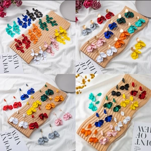 Fashion Matte Acrylic Petal Drop Earrings For Women Bohemian Long Floral Tassel Dangle Earrings Artificial Pearl Jewelry