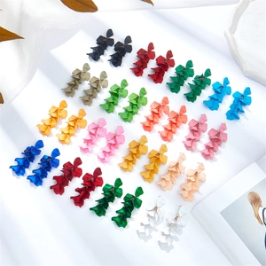 European Fashion Exaggerated Long Petal Tassel Earrings For Women Matte Frosted Painted Colorful Leaf Drop Earrings Jewelry Accessory