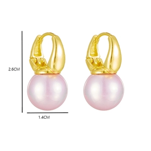 Detailed view of iridescent mermaid pearl earrings with size dimensions 2.6cm by 1.4cm