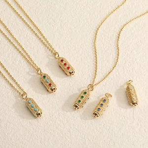Κολιέ από Χαλκό Με Μενταγιόν Κάψουλα Courage Με Ζιργκόν Επιχρυσωμένο 18k Μινιμαλιστική Αλυσίδα Μοντέρνα Καθημερινά Κοσμήματα Γυναικεία