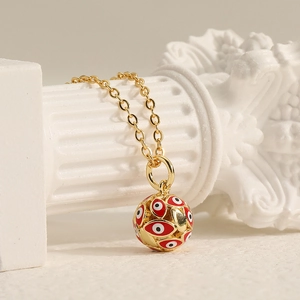Collier boule creuse œil maléfique coloré doré au style bohème élégant pour femmes