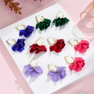 Vintage Acrylic Flower Petal Drop Earrings With 925 Sterling Silver Earring Post Geometric Lacquered Floral Jewelry Women