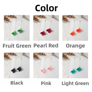 Detailed collection of 925 silver petal tassel earrings in six various vibrant colors