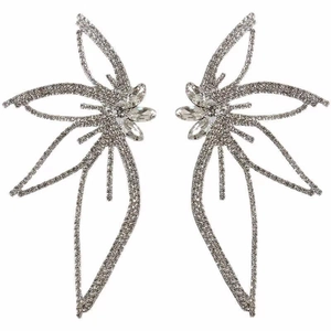 Sparkling silver butterfly earrings with micro-pave crystals in a dramatic fashion design