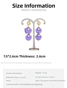 Detail view of vintage pearl petal tassel earrings showing 7.5x2.6cm size and 13.5g weight