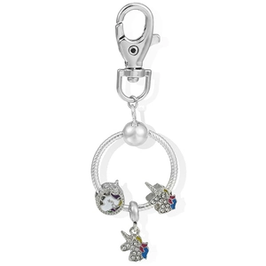 Mode Silber Farbe Legierung Einhorn Schlüsselanhänger Mit Strass Bunten Emaillierten Anhängern Metall Schlüsselring Für Damen Taschenzubehör Geschenk