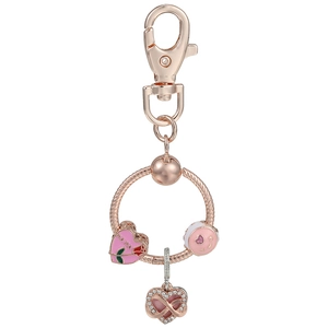 Rose gold MOM keychain with pink enamel heart, donut charm and infinity love pendant