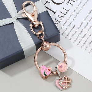 Mother's Day Rose Gold Keychain MAMA Heart Rose Enamel Pendant Infinity Heart Charm Women Car Key Holder Jewelry Gift