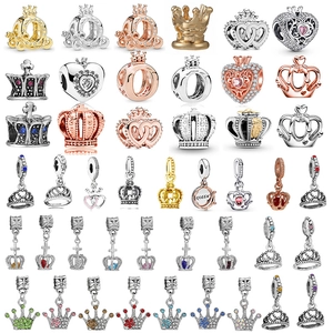 High Quality Crown Heart Charm DIY Beads Fashion Jewelry Metal Rhinestone Charms For Bracelet Necklace Making Women Accessories