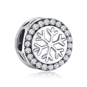 Funkelnder Kristall-Schneeflocken-Charm aus S925 Sterlingsilber für DIY-Schmuck