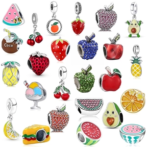 DIY Metalen Fruit Hangers Voor Armband Maken Strass Emaille Watermeloen Aardbei Ananas Charms Voor Vrouwen Kinderen Sieraden Accessoires