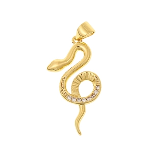 Colgante geométrico de serpiente en cobre bañado en oro de 18K con cristales