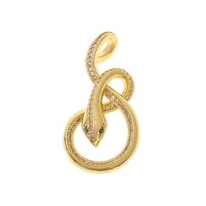 Detalle de colgante de serpiente con pavé de circonitas y ojos de gemas verdes