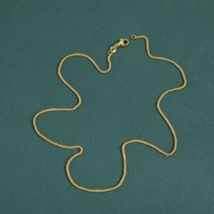 Elegant Gold Plated Copper Chopin Chain Necklace For Women Minimalist Wheat Link Necklace Daily Commute Fashion Jewelry Gift