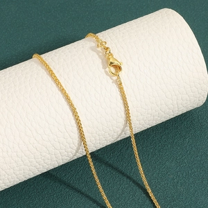 Classic gold-plated wheat chain necklace with a secure lobster clasp and woven texture