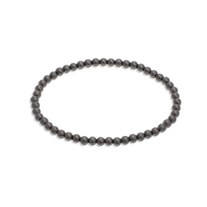 Polished dark grey beaded bracelet for women in 18K gold plated minimalist style