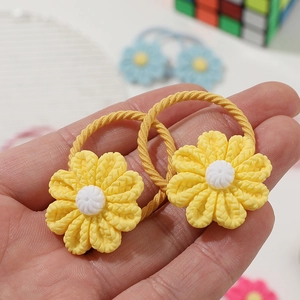 Paire d'élastiques à cheveux marguerite jaune avec cordes à haute élasticité pour filles