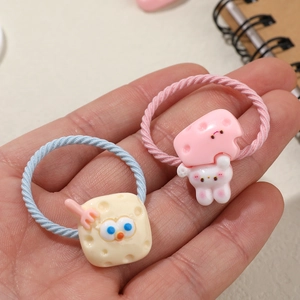 Set di elastici per capelli in resina con corde a spirale e ciondoli colorati