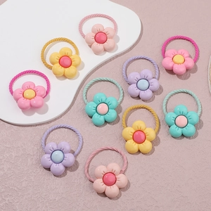 Lot d'élastiques à Cheveux Fleurs Mignons pour Enfants Bandes Élastiques Florales en Résine pour Filles Accessoires Cheveux Couleurs Macaron