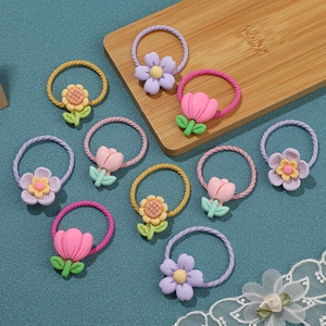 Hars Bloem Haarelastiekjes voor Kinderen Kleurrijke Hoge Elasticiteit Haartouwen Cartoon Tulp Zonnebloem Peuter Haaraccessoires