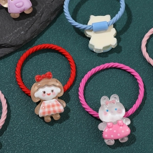 Lot de chouchous mignons pour filles avec breloques lapin et chat en acrylique sur élastiques