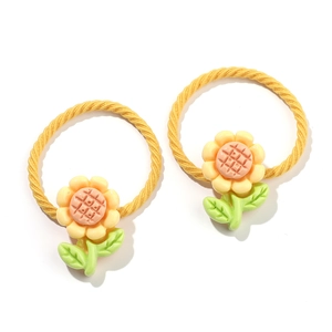 Set schattige zonnebloem haarelastiekjes met gele elastische touwtjes en harsbloemen