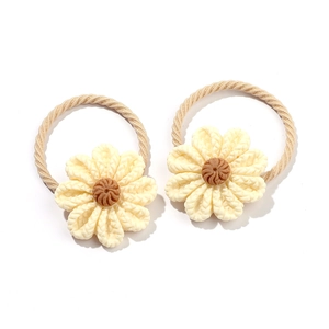 Cute resin flower hair ties set for girls with durable khaki elastic spiral ropes