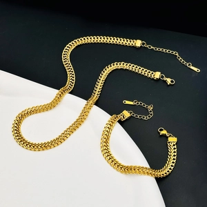 Minimalist Stainless Steel Woven Chain Necklace Bracelet Vintage Wheat Link Jewelry Elegant Fashionable For Men Women