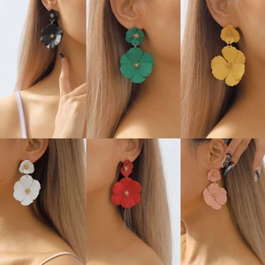 Bohemian floral earrings set in six colors showing elegant vacation style ear jewelry